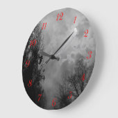 空と幽霊のよく出るラヴェンス赤い数字の壁時計 ラージ壁時計 (傾斜)