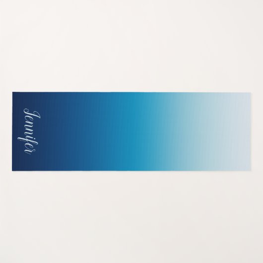 空と海の青パーソナライズされたグラデーション ヨガマット (正面(横))
