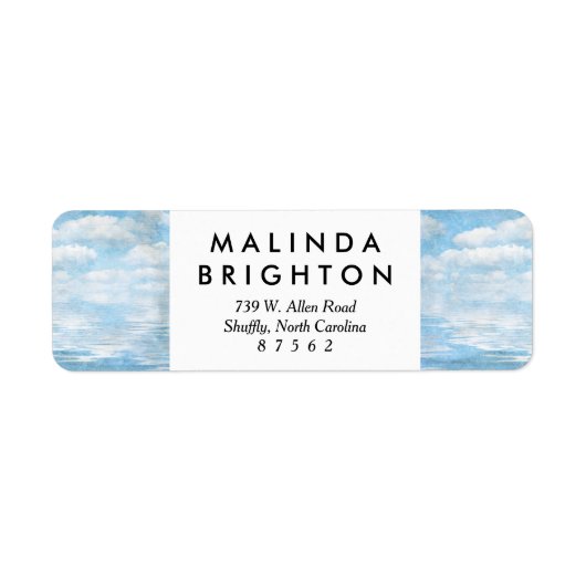 空と海ブルーホワイトクラウドウォーター絵を描色 ラベル (正面)