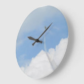 空と飛行機 ラージ壁時計 (傾斜)