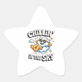 空にチリン'かわいいクラウドデザインおもしろい夏 星シール