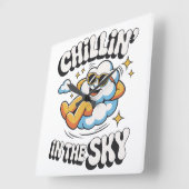 空にチリン' -おもしろい雲の壁時計 スクエア壁時計 (傾斜)