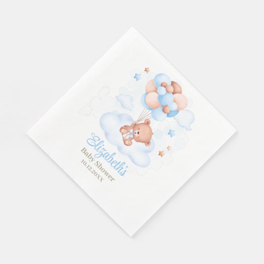 空にテディベア赤ちゃんシャワーナプキンス スタンダードランチョンナプキン (角)