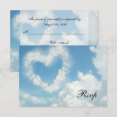 空にハート、青空ロマンチックラブ 出欠カード (正面/裏面)