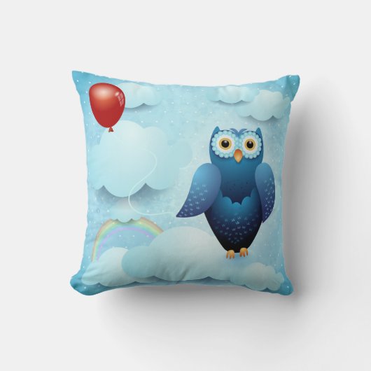 空にフクロウ クッション (正面)
