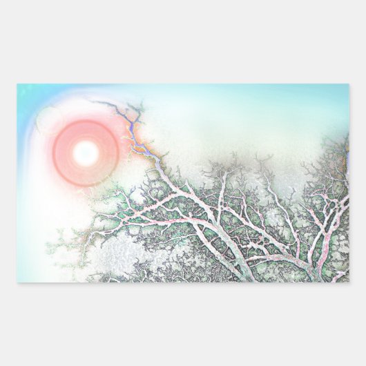 空に向かって手を伸ばす 長方形シール (正面)