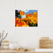 空に届くオレンジ色のチューリップ ポスター (キッチン)