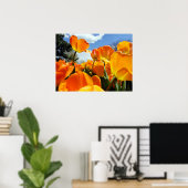 空に届くオレンジ色のチューリップ ポスター (ホームオフィス)