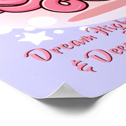 空に浮かぶピンクの赤ちゃんタコの名前テキストを追加 ポスター (角)