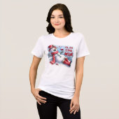 空に浮かぶ気分 面白い雪だるま ワインを飲む トライブレンドTシャツ (正面全面)