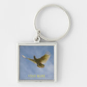 空に浮かぶ美し飛んでいるいオウム キーホルダー (正面)