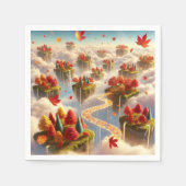 空に浮かぶ魔法の紅葉 デクパージュ ナプキン スタンダードカクテルナプキン (正面)