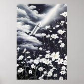 空に花とロケットの画像 ポスター (正面)