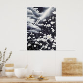 空に花とロケットの画像 ポスター (キッチン)