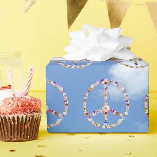 空に花の平和の兆し ラッピングペーパー (誕生日パーティー)