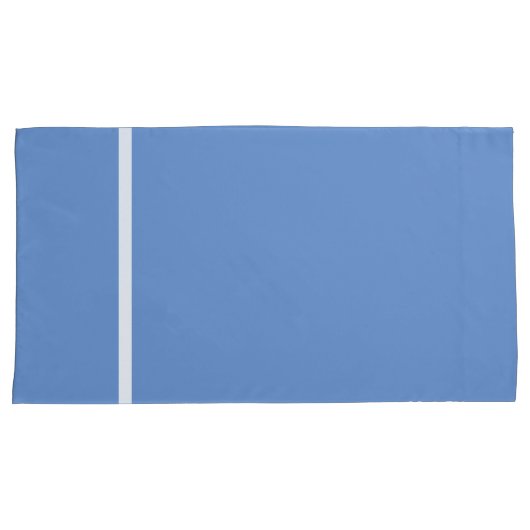 空に近い青の白のストライプのトリム 枕カバー (正面右)