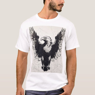 空に飛ぶ – 鷲の入れ墨と白Tシャツ Tシャツ