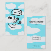 空のお洒落なレトロのスチュワーデスの顔 名刺 (正面/裏面)