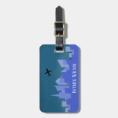 空のまわりに上の飛んでいる都市を旅する ラゲッジタグ (正面縦)