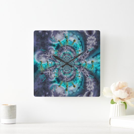 空のエイリアン スクエア壁時計 (ホーム)