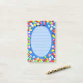 空のカラフル青のバルーン一覧 ポストイット (デスク上)