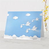 空のグリーティ飛んでいるングカード上のベビーでストーク カード (黄色い花)