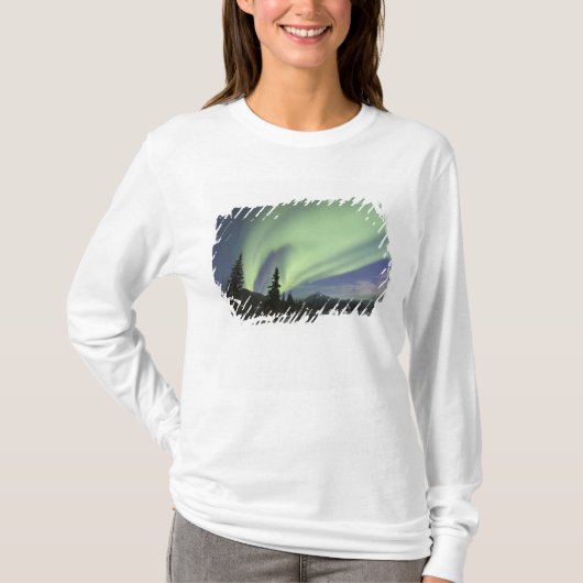 空のグリーンオーロラのカーテン Tシャツ (正面)