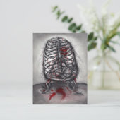 空のケージ解剖学の鳥のハート超現実的なホラーアート ポストカード (スタンド正面)