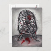 空のケージ解剖学の鳥のハート超現実的なホラーアート ポストカード (正面/裏面)