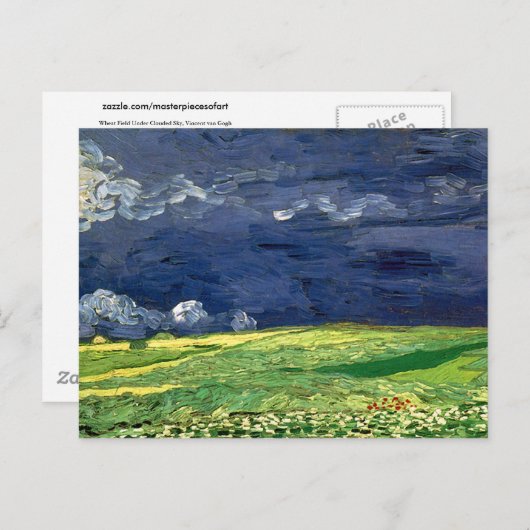 空のゴッホの曇らせていたファインアートの下の小麦畑 ポストカード (正面/裏面)