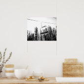 空のスキリフト//黒と白の冬 ポスター (キッチン)