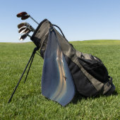 空のタオルに星と水の上に帆船 ゴルフタオル (グリーン)