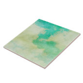 空のティール(緑がかった色)と絵画クリームの雲 タイル (側面)