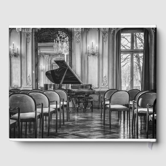 空のノート白黒の音楽写真 ゲストブック (裏面)