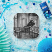 空のノート白黒の音楽写真 ペーパープレート (パーティー)