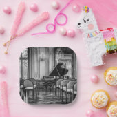 空のノート白黒の音楽写真 ペーパープレート (パーティー)