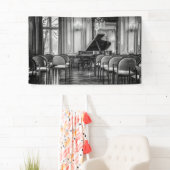 空のノート白黒の音楽写真 横断幕 (インサイチュ)