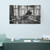 空のノート白黒の音楽写真 横断幕 (トレードショー)