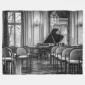 空のノート白黒音楽の写真 フリースブランケット (正面(横))