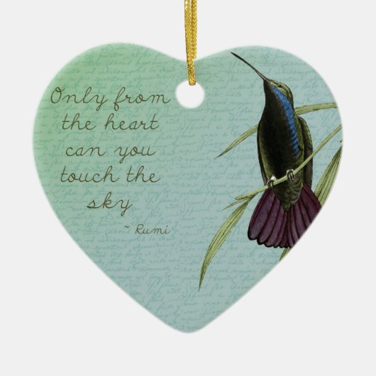 空のハチドリに触れて下さい セラミックオーナメント (正面)