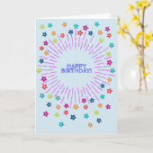 空のハッピーバースデーのカラフルな星 カード (黄色い花)