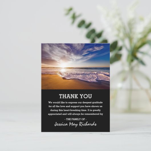 空のビーチありがとう | 海葬儀写真 サンキューカード (スタンド正面)
