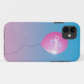 空のピンク色のバルーン名感動的モノグラム Case-Mate iPhoneケース (裏面(横))