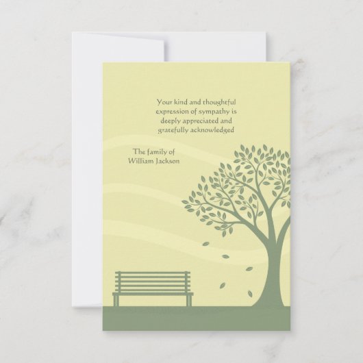 空のベンチの死別はNotecard感謝していしています ノートカード (正面)