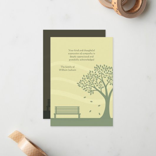 空のベンチの死別はNotecard感謝していしています ノートカード (正面/裏面インサイチュ)