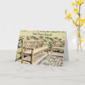 空のベンチ – 共感書あり カード (黄色い花)