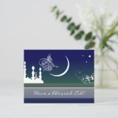 空のモスクのEidイスラム教のAdha Fitrのアラビア挨拶 シーズンポストカード (スタンド正面)