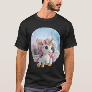 空のユニコーンの友達の少年 Tシャツ