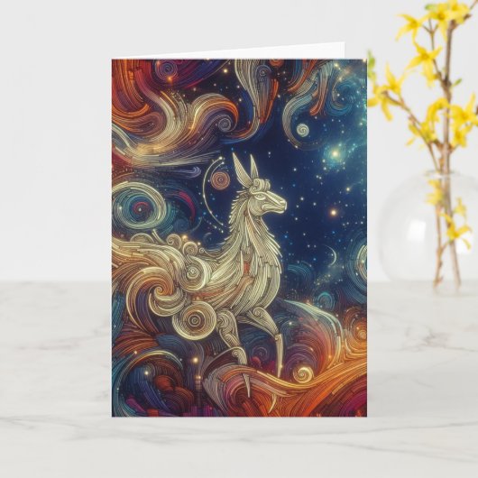 空のラマ カード (黄色い花)