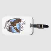 空のロゴに舞い上がる ラゲッジタグ (正面横)